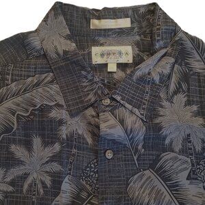 Campia Men's Black/Tan Short-Sleeve Button-Down Camp Style Shirt/Size 2XL